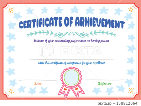 Colorful cute Certificate of Achievement for Outstanding Performance and Excellence Colorful cute Certificate of Achievement for Outstanding Performance and Excellence 138912664