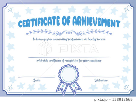 Blue cute Certificate of Achievement for Outstanding Performance and Excellence 138912669