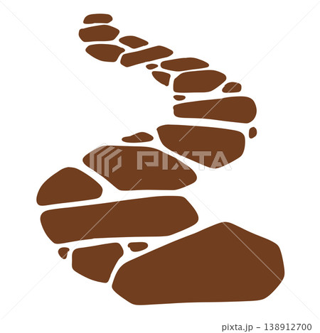 Stone path, garden pebble walkway winding trail. Brown rock stone path, natural paving block landscape element. Outdoor park footpath, zen garden stone decoration, flat organic pavement shape Stone path, garden pebble walkway winding trail. Brown rock stone path, natural paving block landscape element. Outdoor park footpath, zen garden stone decoration, flat organic pavement shape 138912700