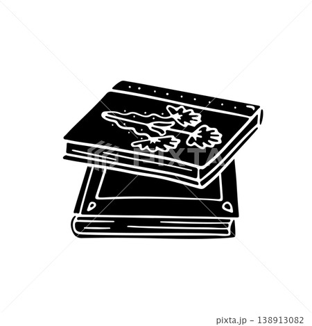 Hand drawn line art stack of two books icon silhouette vector illustration Hand drawn line art stack of two books icon silhouette vector illustration 138913082
