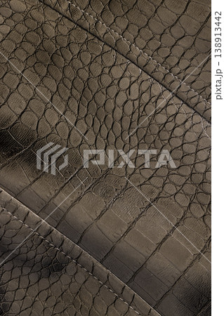 black artificial fabric in the style of crocodile with specks and spots, a close-up of a piece of clothing made in the style of leather items made of artificial leather black artificial fabric in the style of crocodile with specks and spots, a close-up of a piece of clothing made in the style of leather items made of artificial leather 138913442