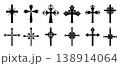 Christian cross black icon set. Monochrome solid decorative sign collection, isolated religious symbols, elegant various cliparts 138914064
