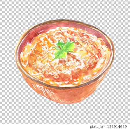 水彩插畫：豬排飯 138914689