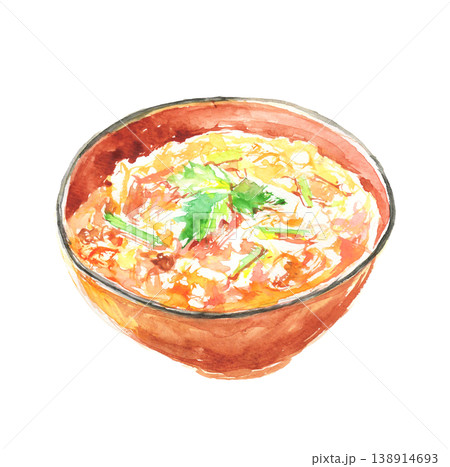 親子丼の水彩イラスト 親子丼の水彩イラスト 138914693