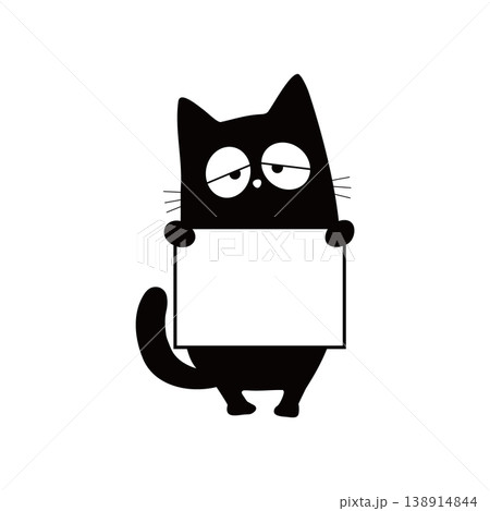 カードを持った眠そうな黒猫のイラスト シンプル手描き風 コピースペース素材 カードを持った眠そうな黒猫のイラスト シンプル手描き風 コピースペース素材 138914844