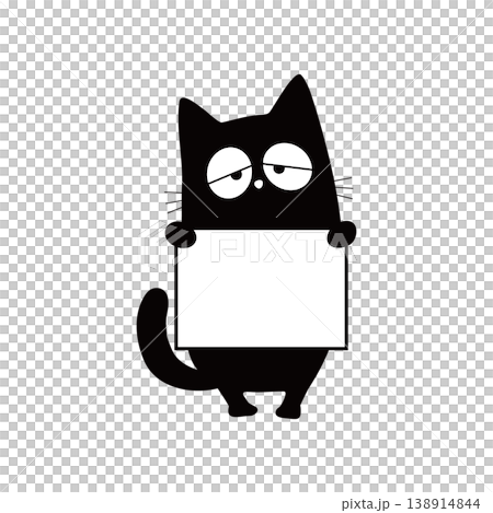カードを持った眠そうな黒猫のイラスト シンプル手描き風 コピースペース素材 カードを持った眠そうな黒猫のイラスト シンプル手描き風 コピースペース素材 138914844