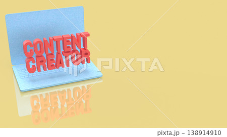 Creative Content Creator Concept Displayed On Modern Laptop Screen 3d render. 138914910