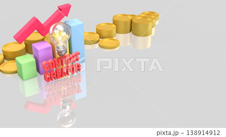 Creative Content Creator Business Growth Concept With Rising Chart 3d render. 138914912