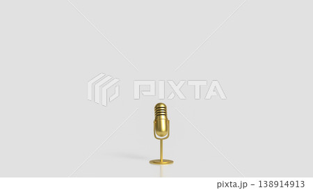 Golden Vintage Microphone Isolated On Minimal Background For Audio Concept 3d render. 138914913
