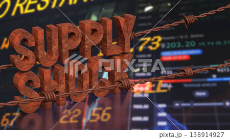 Supply Shock Crisis with Market Data and Trade Restriction Concept 3d render. Supply Shock Crisis with Market Data and Trade Restriction Concept 3d render. 138914927