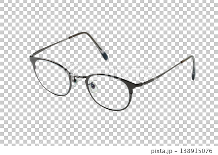 Cutout image of black-rimmed glasses (transparent PNG, white background) 138915076
