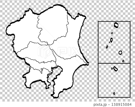 關東地區地圖（筆觸風格），標示各都道府縣 - 簡易版 138915084