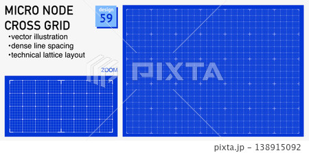 Blueprint grid system micro node cross geometry, zoom detail view. Dense lattice structure demonstration, engineering Blueprint grid system micro node cross geometry, zoom detail view. Dense lattice structure demonstration, engineering 138915092