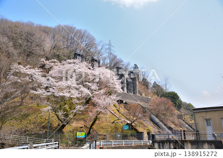 《岐阜県》恵那市　大井発電所と満開の桜 138915272
