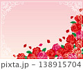 背景素材＜花カリグラフィーフレーム2・薔薇・バラ・飾り枠・飾り罫・横位置＞ 138915704