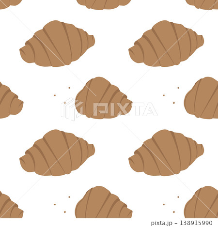 Croissant whole and bitten with crumbs Minimalist Seamless Pattern National Croissant Day background. Isolated Vector illustration Food Poster, Menu Card, Promo or Print materials Backdrop label, tag Croissant whole and bitten with crumbs Minimalist Seamless Pattern National Croissant Day background. Isolated Vector illustration Food Poster, Menu Card, Promo or Print materials Backdrop label, tag 138915990