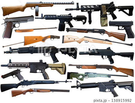 Various weapons isolated over white background 138915992