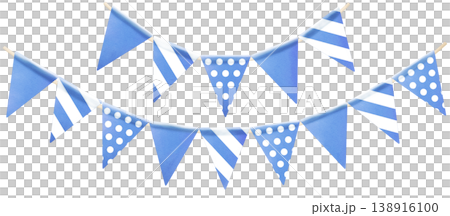 Blue and white garland, stylish watercolor illustration 138916100