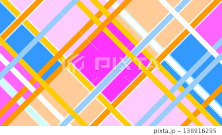 幾何学模様　四角形　ピンク　オレンジ色　ブルー　 138916295