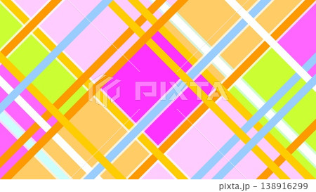幾何学模様　四角形　ピンク　オレンジ色　グリーン　 138916299