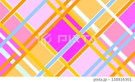 幾何学模様　四角形　ピンク　オレンジ色　 138916301