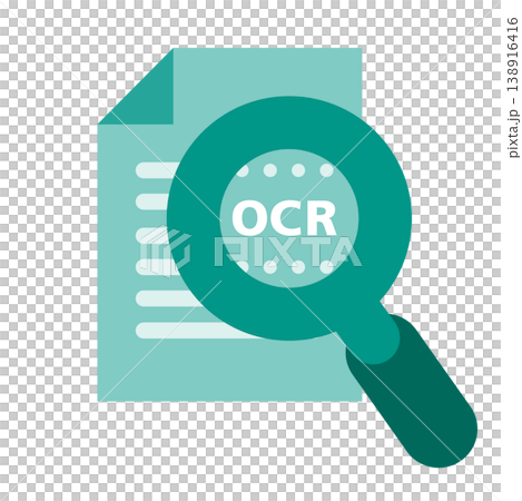 OCRによる文書デジタル化のイメージ 虫眼鏡で見るテキスト解析とAIデータ抽出のアイコン 138916416