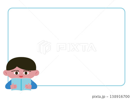 ノートを持つ少年とフレームのベクターイラスト素材 138916700