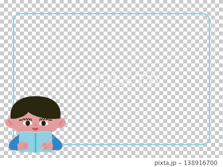 ノートを持つ少年とフレームのベクターイラスト素材 138916700