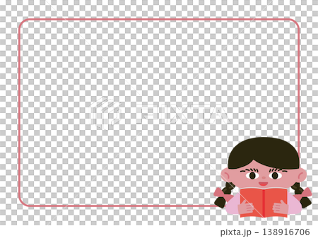 ノートを持つ少女とフレームのベクターイラスト素材 138916706
