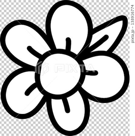 Retro White Daisy Flower Icon outline with leaf hand drawn Retro White Daisy Flower Icon outline with leaf hand drawn 138916774