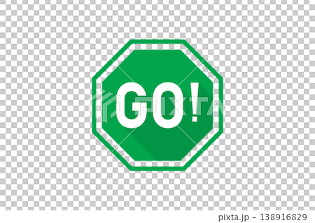 Green Go Sign Octagon Icon Indicating Proceed Permission Start Traffic Direction and Positive Action 138916829