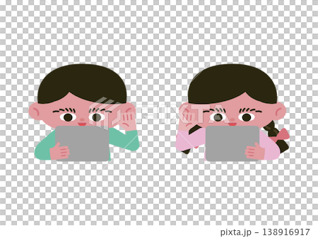 タブレットでビデオ通話をする子どもたちのベクターイラスト素材 タブレットでビデオ通話をする子どもたちのベクターイラスト素材 138916917