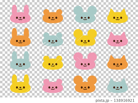 子ども向けのカラフルでかわいい動物のベクターイラスト素材セット 子ども向けのカラフルでかわいい動物のベクターイラスト素材セット 138916921