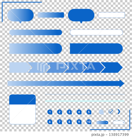 A simple blue UI component icon set for business and web use. Includes vector elements such as speech bubbles, arrows, and numbers. A simple blue UI component icon set for business and web use. Includes vector elements such as speech bubbles, arrows, and numbers. 138917399