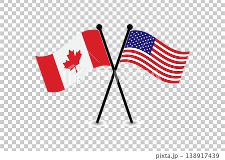 Crossed Canadian and American Flags Symbolizing Canada United States Friendship and Diplomatic Unity 138917439