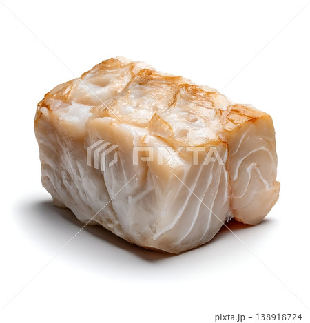 Fresh Piece of Cod Fillet Isolated on White Background with Natural Texture and Color Fresh Piece of Cod Fillet Isolated on White Background with Natural Texture and Color 138918724