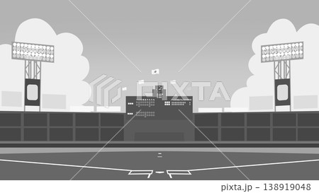 甲子園球場モノクロ　16：9 138919048