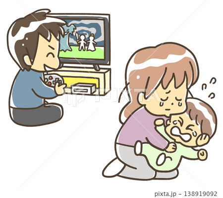 ワンオペ育児で不安になっている人 ワンオペ育児で不安になっている人 138919092