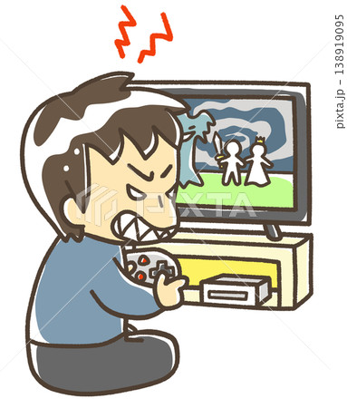 ゲームをしながらイライラして怒る人 ゲームをしながらイライラして怒る人 138919095