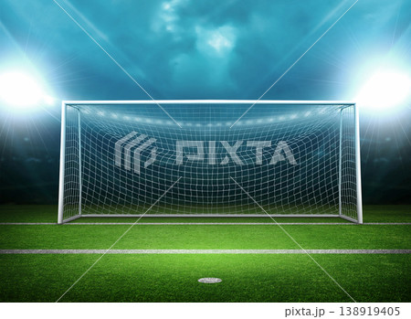 Soccer stadium with goalpost. Soccer stadium with goalpost. 138919405