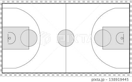 This is a line illustration of a basketball court. 138919445