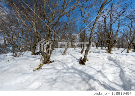 雪山の赤城山の登山ルートとその周辺 雪山の赤城山の登山ルートとその周辺 138919494