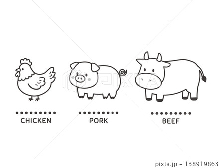 ブタのイラスト　シンプル　かわいい素材　アイコン　豚 138919863