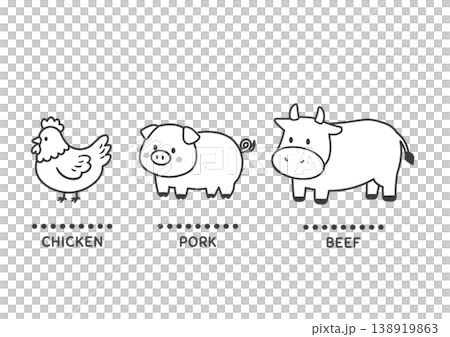 ブタのイラスト　シンプル　かわいい素材　アイコン　豚 138919863