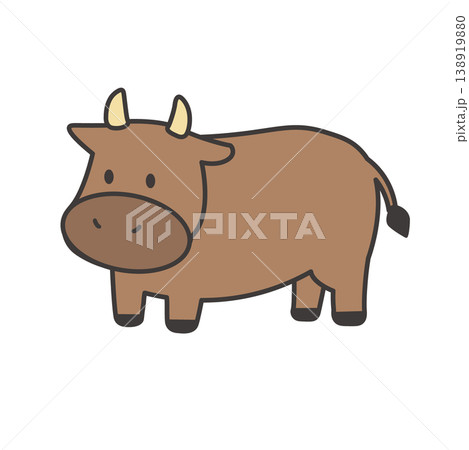 牛のイラスト　シンプル　かわいい素材　アイコン 138919880