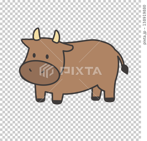 牛のイラスト　シンプル　かわいい素材　アイコン 138919880
