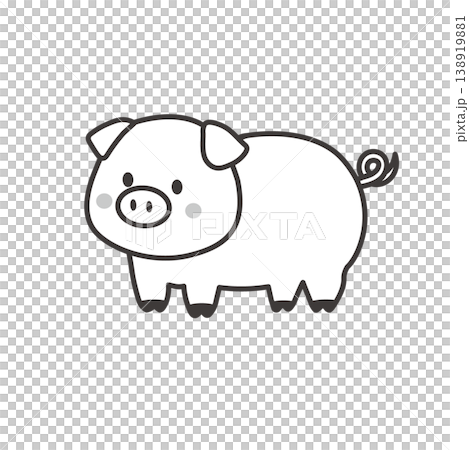 ブタのイラスト　シンプル　かわいい素材　アイコン　豚 138919881