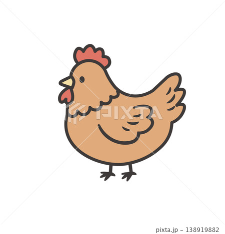 鶏のイラスト　かわいい　シンプル　素材　ニワトリ 138919882