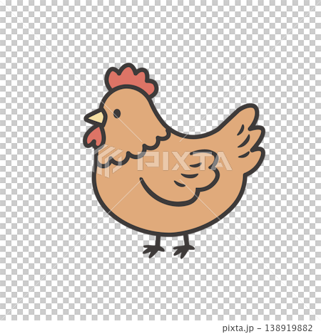 鶏のイラスト　かわいい　シンプル　素材　ニワトリ 138919882