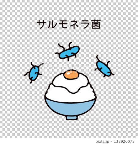 Illustration of rice with raw egg and salmonella bacteria 138920075
